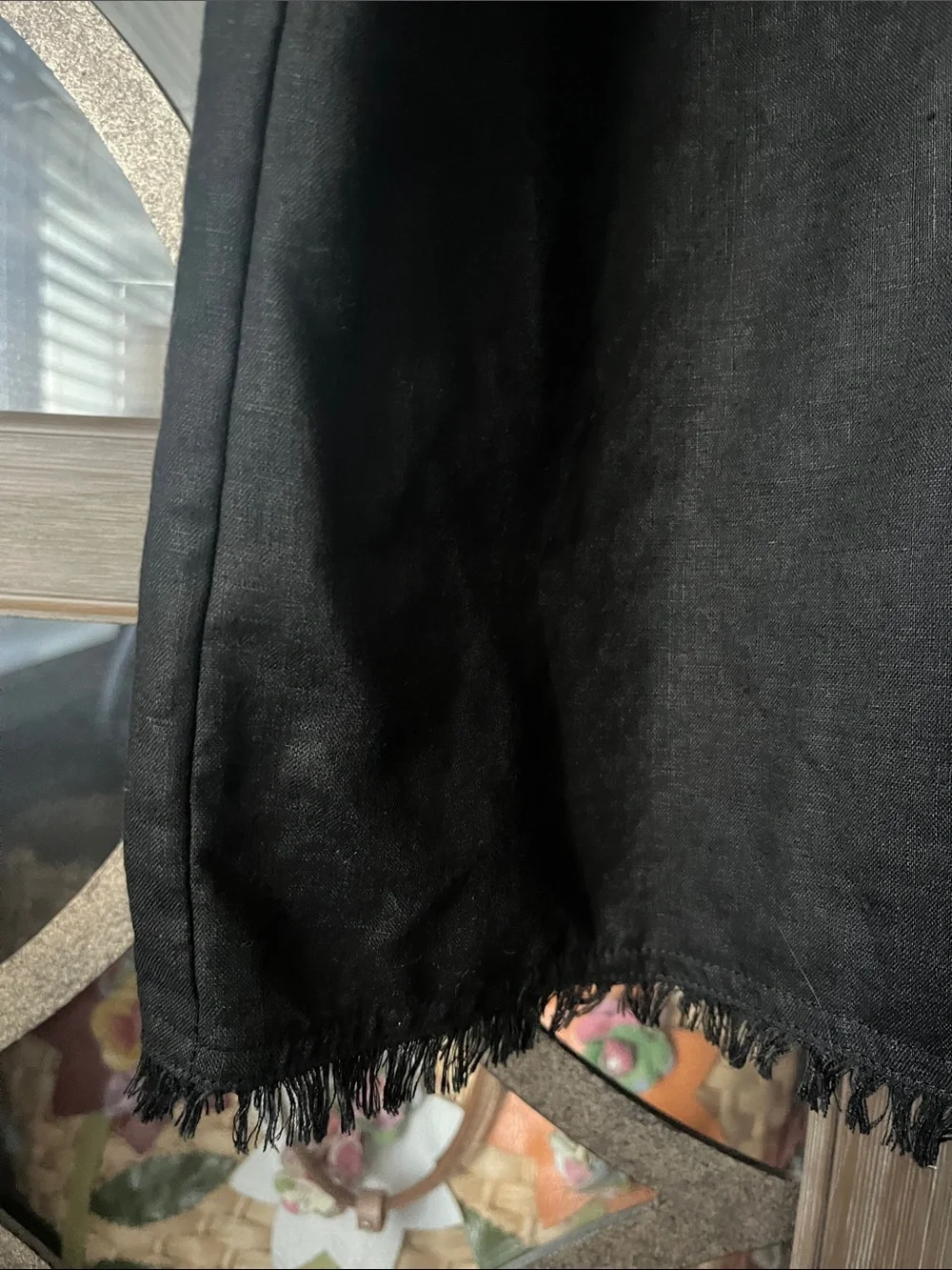 Tommy Bahama Black Ruffle V-Neck Dress 100% linen shell; 100% cotton lining